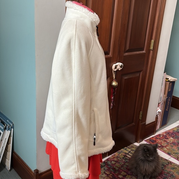Green Tea  Jacket  coat  full zip front Cozy Sherpa lined  off-white  ivory - Picture 9 of 13